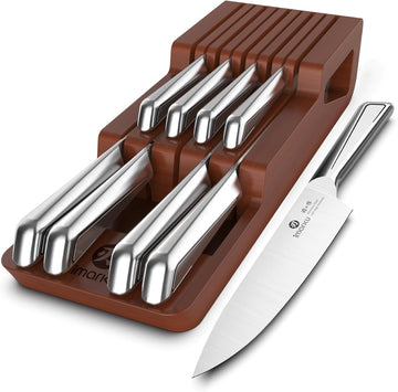 10 PCS Stainless Steel Drawer Knife Set with Wooden Organizer | Japanese High-Carbon Stainless Steel Blades |