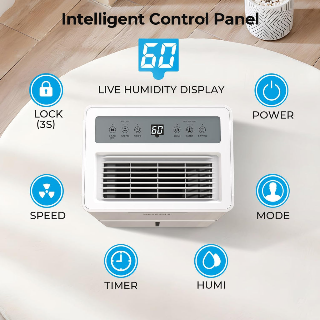 1500 Sq.ft Dehumidifier for Basement, 21 Pint Dehumidifiers with Drain Hose for Home Large Room Bedroom Bathroom