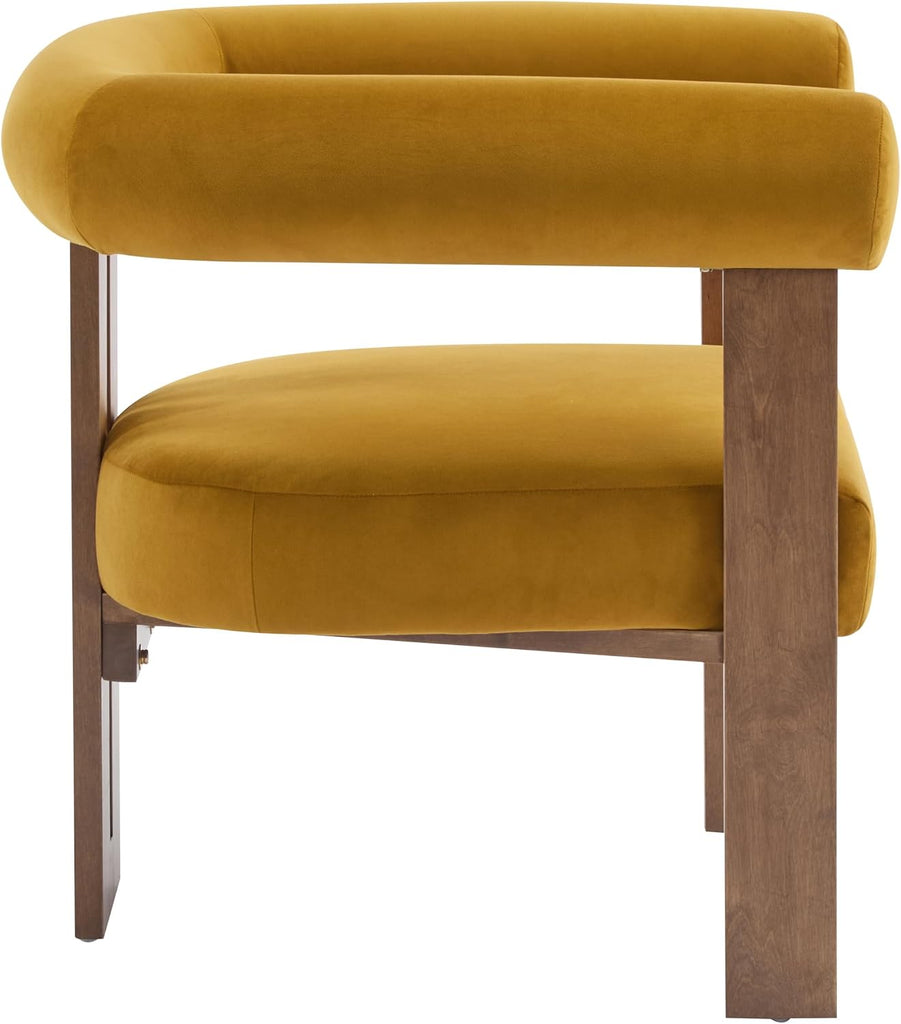 Linton Modern Velvet Upholstered Accent Chair, Living Room Solid Wood Lounge Chair, Bedroom Soft Cushion Comfy