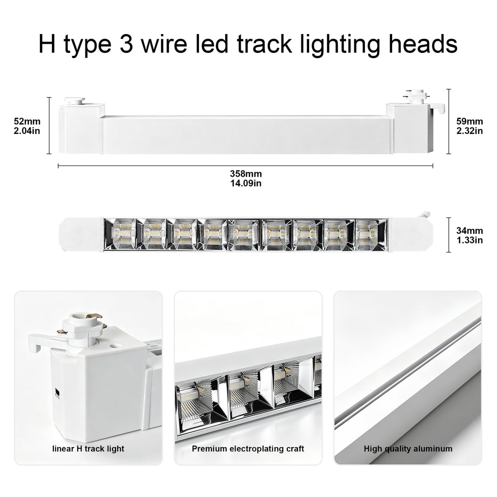 LED Track Lighting Heads H Type Track Light Fixtures Grille Light Modern Ceiling Spotlight Accent Art Shop