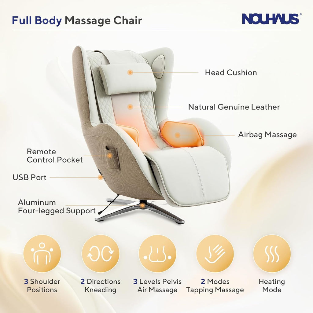 Aurora Massage Chair Full Body with Airbags, Heating, Zero Gravity | Auto Modes, Bluetooth Speaker, Genuine Leather