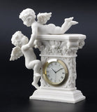 6.5 Inch Cherub Playtime Mantle Clock Resin Sculpture Marble White Finish A134-B0CP27F96T