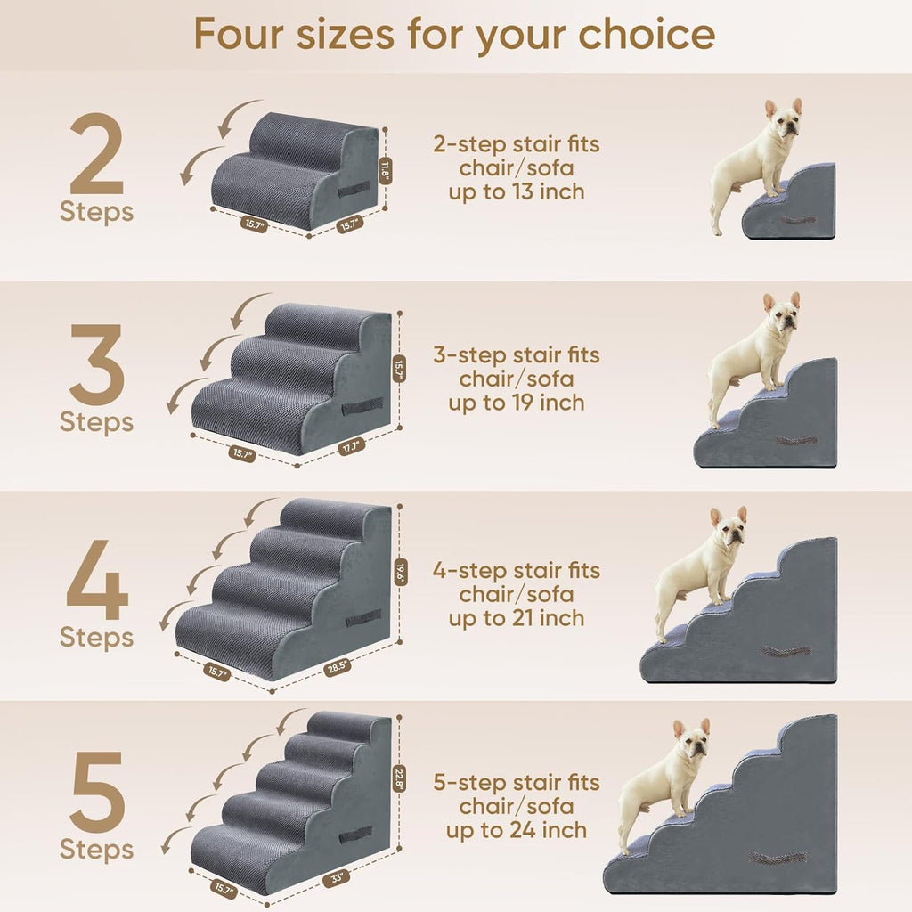 Pet Stairs for Dogs 4-Step, 19.6" H Pet Stairs for High Bed, Couch Sofa & Chair