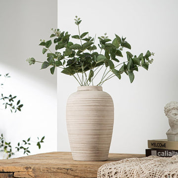 10 Inch Large Ceramic Vase Farmhouse Style Pottery Flower Vase | Handcrafted Rustic Ceramic Vase,Cream Ceramic
