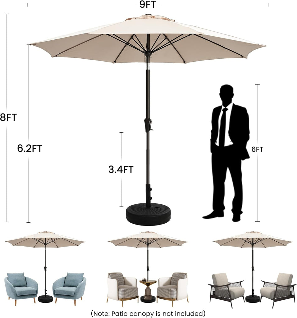 9FT Large Outdoor Patio Umbrella Market Table Umbrella-UV Resistant, Easy Push Button Tilt and Crank - Beige