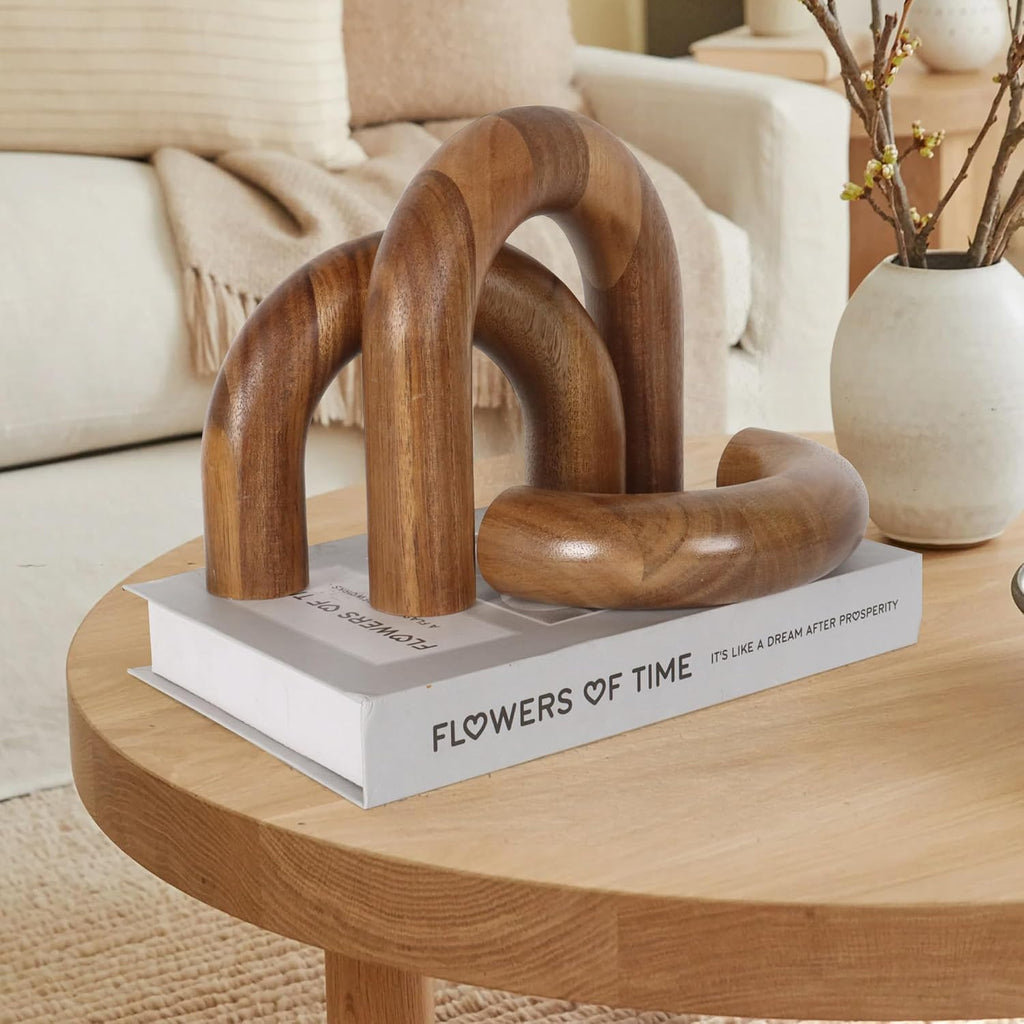 3 Pcs Wood Shelf Decor Aesthetic, Modern Aesthetic Home Decor Accent, Decorative Object for Coffee Table, Book Shelf