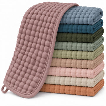 10 Pack 100% Cotton Muslin Baby Burp Cloths - Quick-Dry