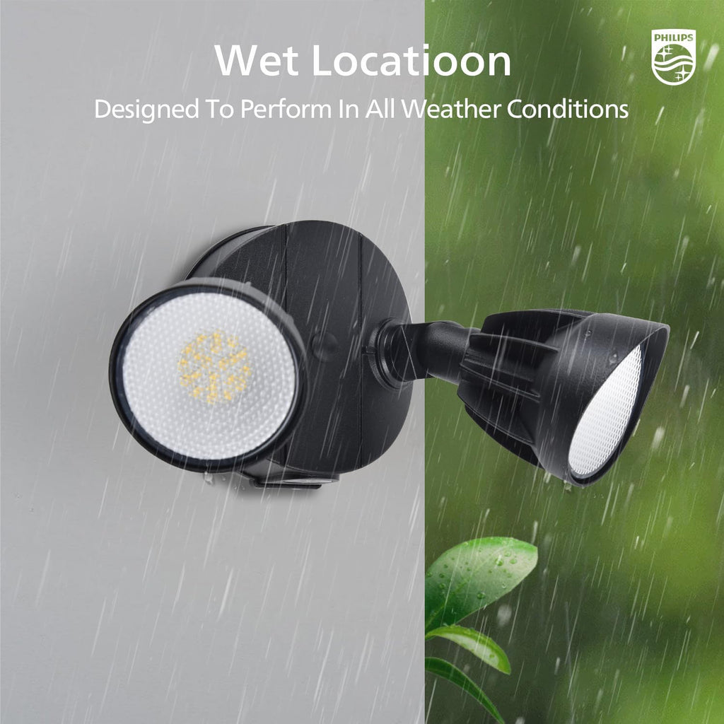 Dusk to Dawn 44W 3500LM LED Security Flood Lights Outdoor, 5000K Daylight, Wet Location, Dual Adjustable Heads