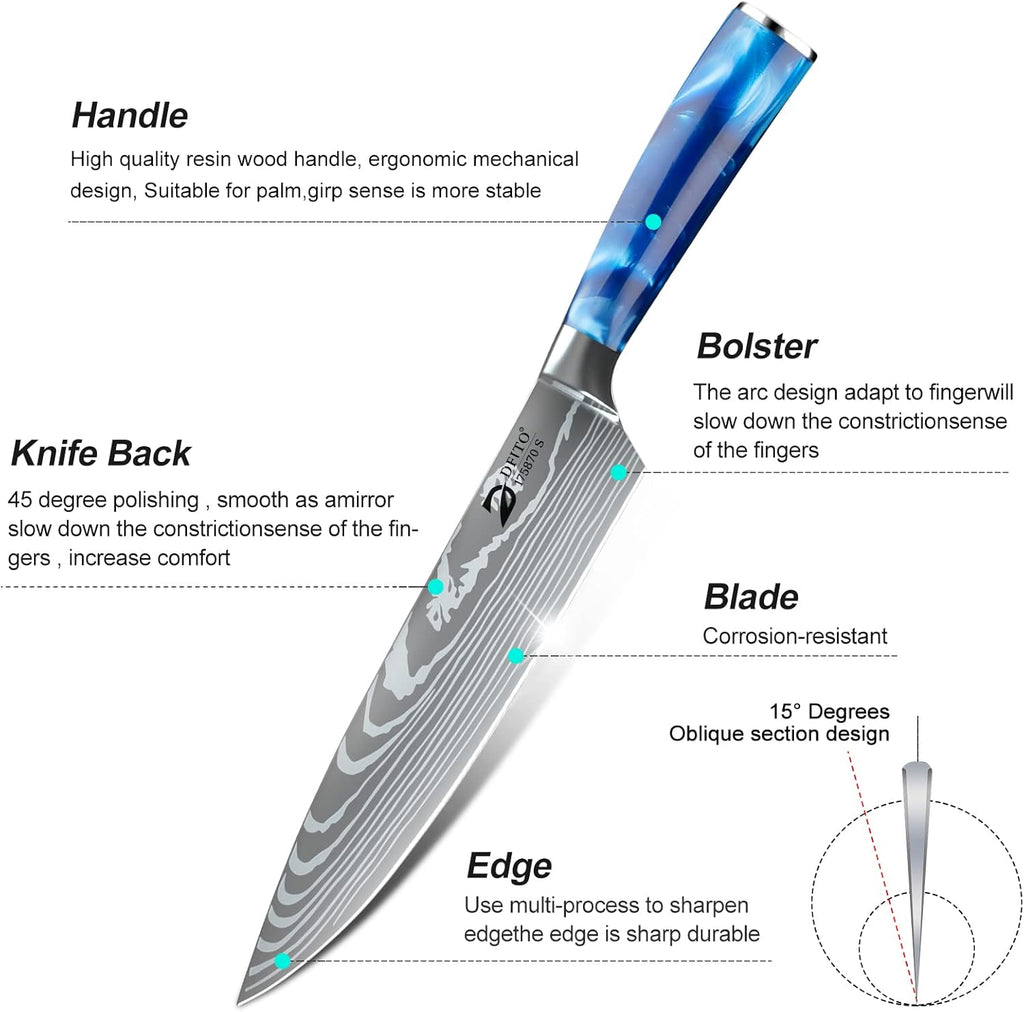 Chef Knife Sets with Roll Bag, 9 Pieces Professional Knife Set | High Carbon Stainless Steel Kitchen Chef Knife Set