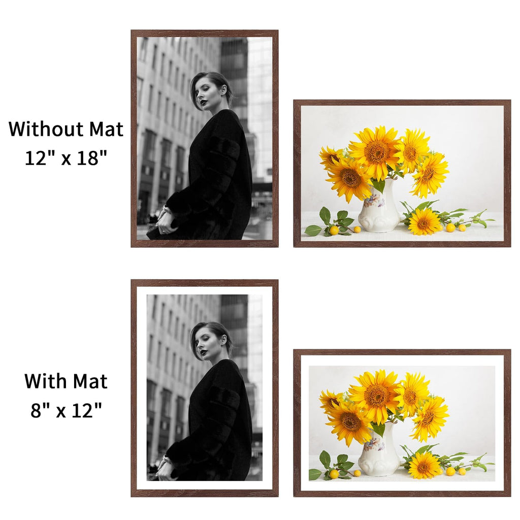 12x18 Solid Oak Wood Picture Frame, Walnut, 1 Pack