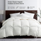 Feathers & Down Comforter, Organic Duvet Insert, 100% Cotton Shell, Ethically-sourced Feathers and D