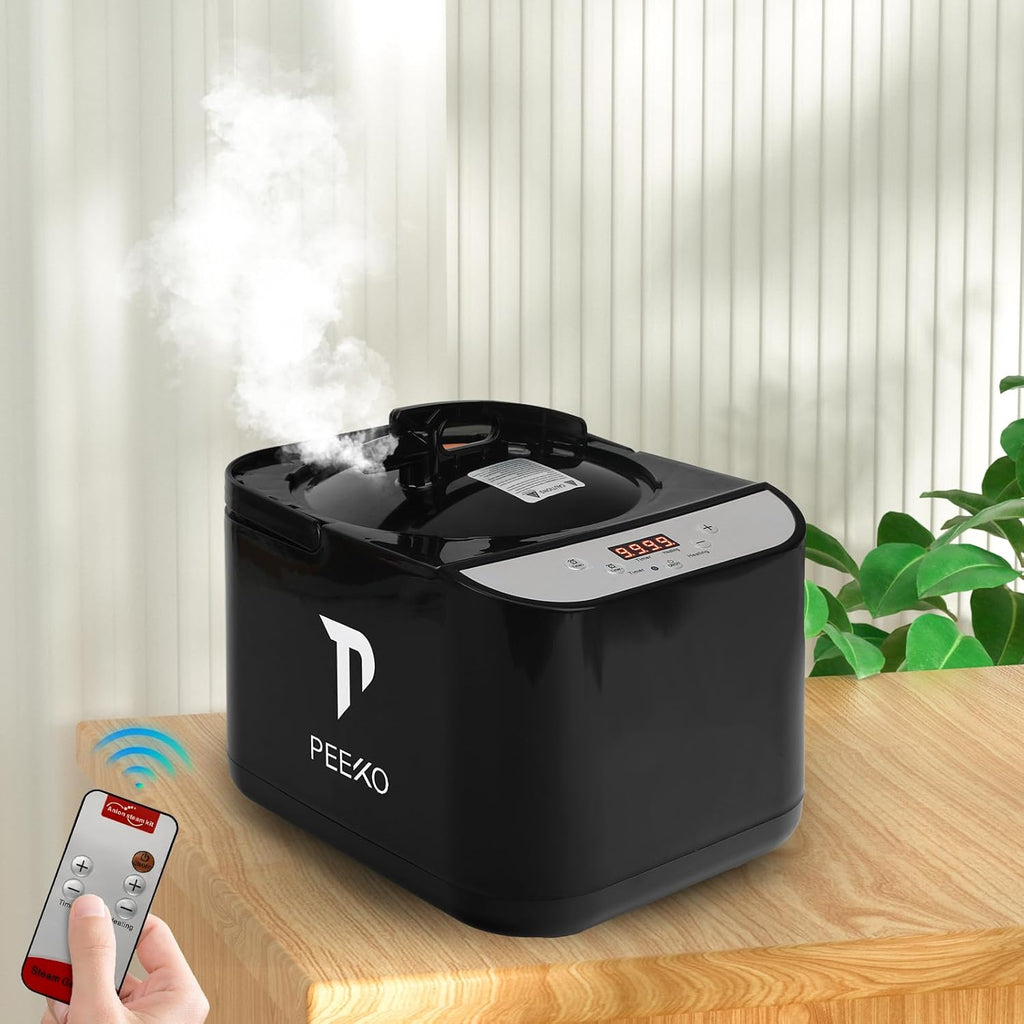 Larger Sauna Steamer 4L, 1500W Steam Generator,Steamer Pot with Remote Control, Steam Cup, Timer, 16 Levels