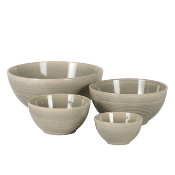Maple Grove 4-Piece Stoneware Nesting Bowl Set (9", 7", 5.5", and 4.4"), Reactive Glaze Mixing and Serving
