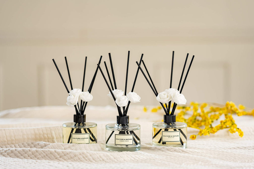 Reed Diffuser Set 6.7oz (200ml) Black Cherry Scented Diffuser with Sticks Home Fragrance Reed Diffuser Shelf Decor