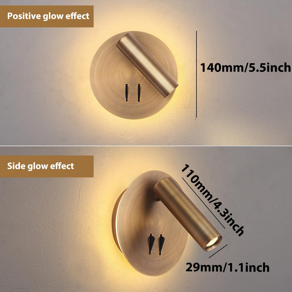 Wall Mount Reading Light for Bed, Backlight Night Wall Lamp, Hardwired Sconce with Switch, Adjustable Wall Sconce