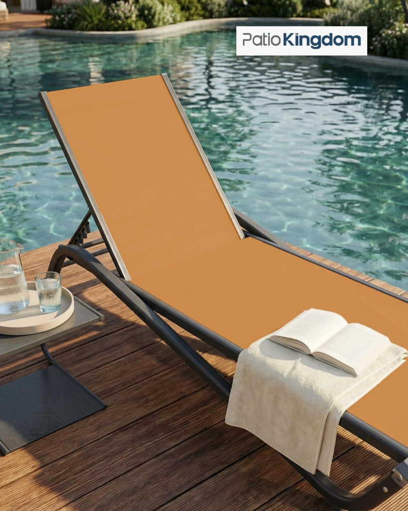 Adjustable Patio Chaise Lounge Chair, Outdoor Pool Lounger & Tanning, All-Weather Textilene Sun Bed, Rust-Proof