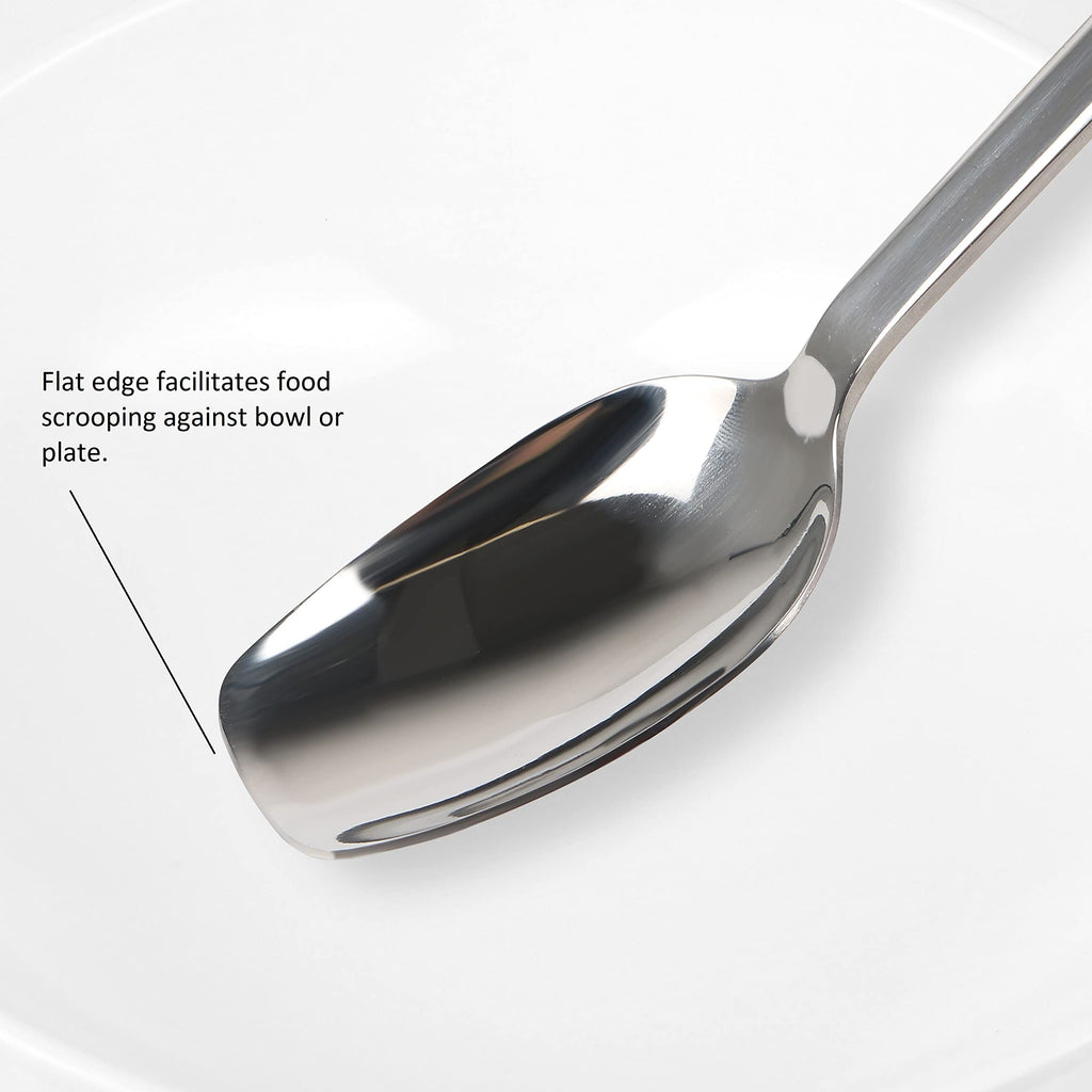 Adaptive Utensils for Elderly, Parkinsons Flat Edge Spoon Set, Non-Weighted