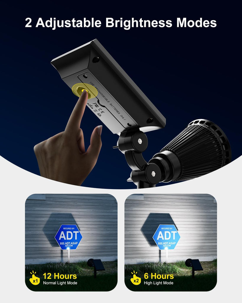 Solar Spot Lights Outdoor Waterproof for Flag, Palm Tree, Pole, Sign, Statue, Mailbox, Bright LED Outside Landscape