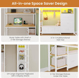 Twin Loft Bed with 6 Storage Drawers,Coat Rack and Open Shelves Metal Twin Loft Bed with Desk,Charging Station and LED