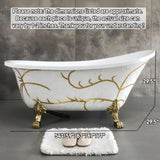 54" Edeyeu Freestanding Bathtub - Solid Surface Soaking Tub With Gold Clawfoot Elegance, Designer Free Standing