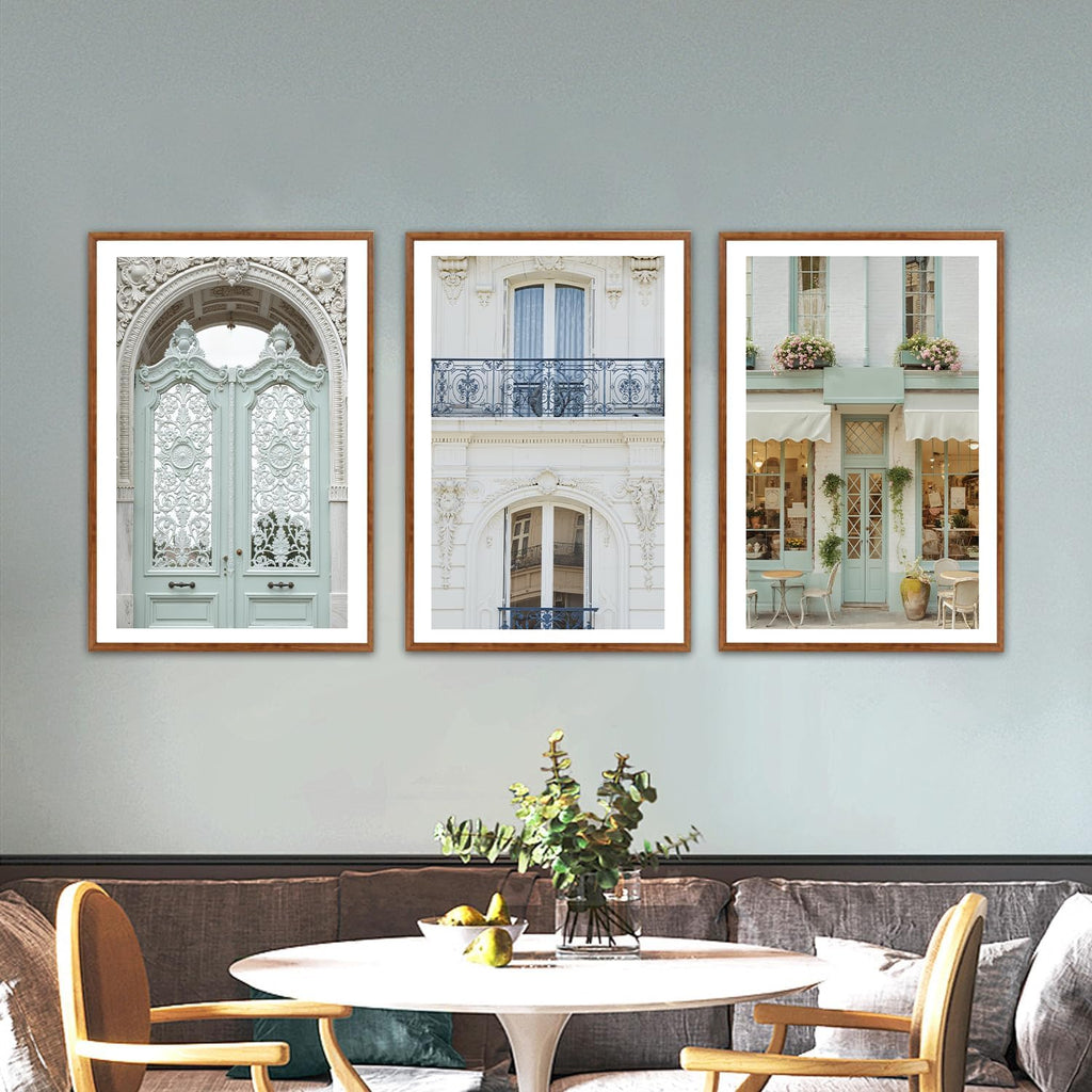 KAlRNE Vintage Italian Large Wall Art,Set of 3(24''X36''),Modern Paris Cityscape Wall Decor,European Street Picture