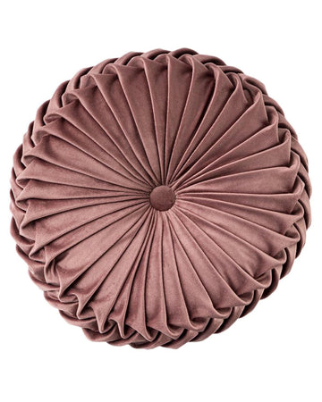 Round Velvet Pillow for Couch Small Handmade Decorative Throw Pillow for Bed Bedroom 13.7" Light Brown