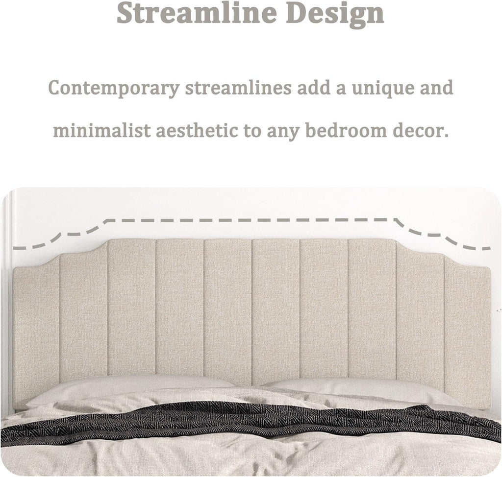 King Headboard Only, Linen Wall Mounted Headboard King for Adjustable Bed Modern Upholstered Head Board Easy