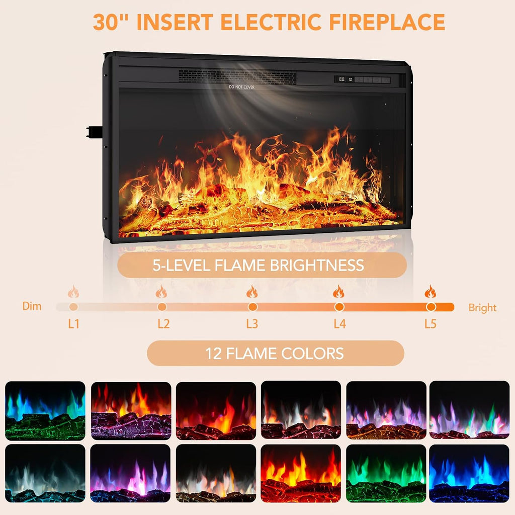 2-in-1 Multifunctional Fireplace TV Stand with 30" Removable Electric Fireplace, 70" Farmhouse Entertainment Center