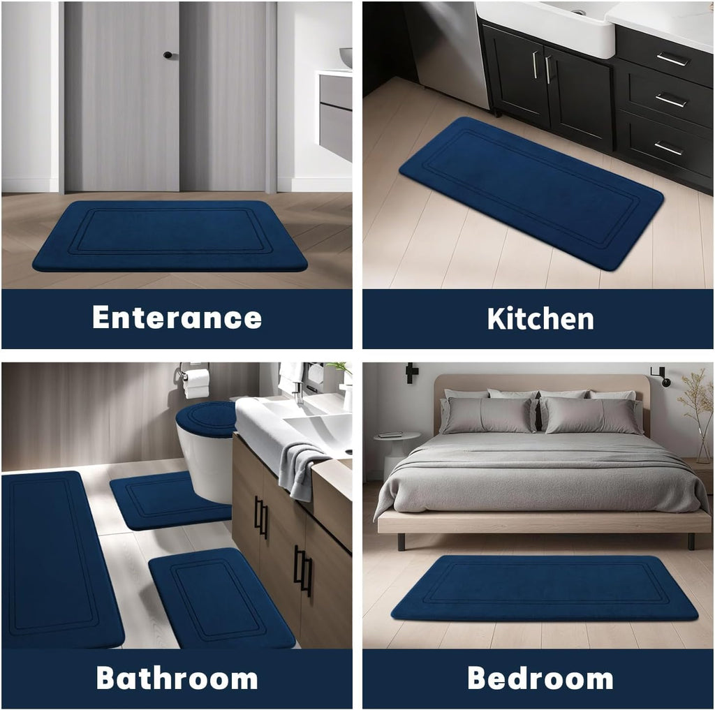 Memory Foam Bath Mat Set, Bathroom Rugs Sets 2 Pieces, Non Slip Bath Mats , Super Soft and Water Absorbent Bath Rug