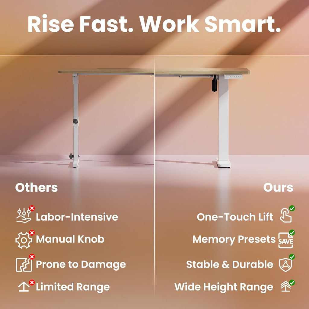 32" Small Electric Standing Desk Adjustable Height, 4 Memory Height Settings, Sit Stand Up Desk & Computer Workstation