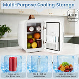 Mini Fridge for Bedroom, Office & Car, Portable 4L/4.23QT Mini Refrigerator for Skincare with Handle, Ultra-Quiet