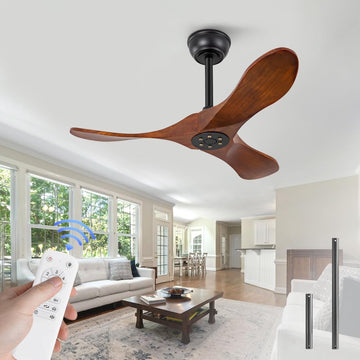 Inspired Maverick Style 36 Inch Solid Wood Ceiling Fan with Remote,Ceiling Fan no Light,6 Speeds,Noiseless,Reversible DC Motor,Modern Ceiling Fans without Lights for Living Room Bedroom Farmhouse,Patios