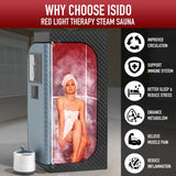 Upgraded Infrared Steam Sauna with 660nm Red Light Therapy & 850nm Infrared Light Panel, 3L 1300W Steamer