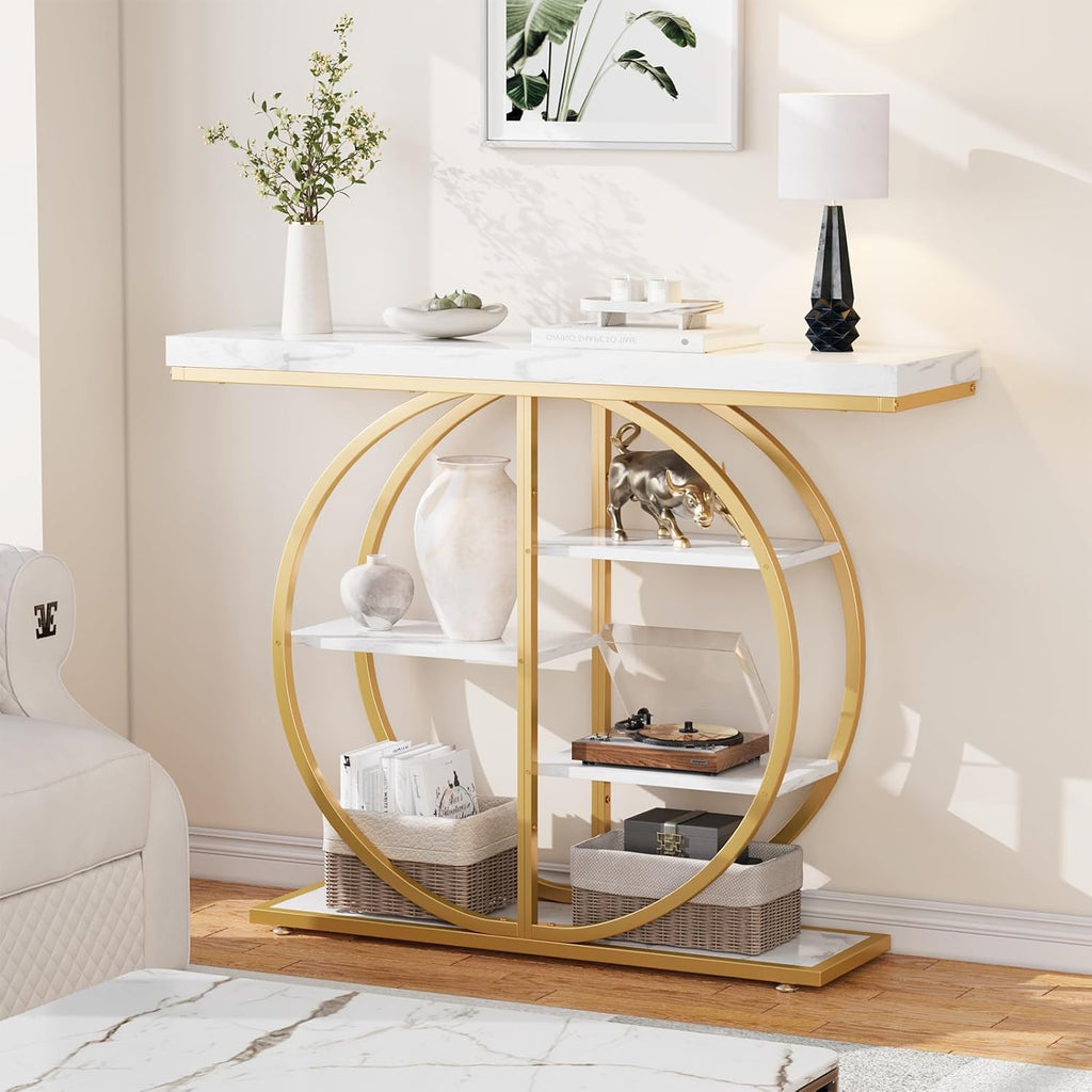 41.3" Console Table , Industrial Hallway Sofa Table with Storage Shelves, Narrow Accent Decor Living Room Furniture