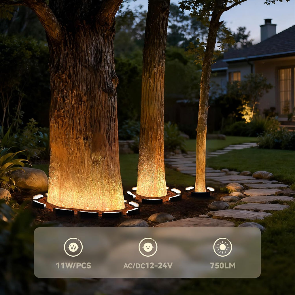 Update 5CCT Low Voltage Landscape Tree Ring Lights, AC/DC 12-24V, 750LM 11W/PCS Aluminum IP65 Landscape Spotlights