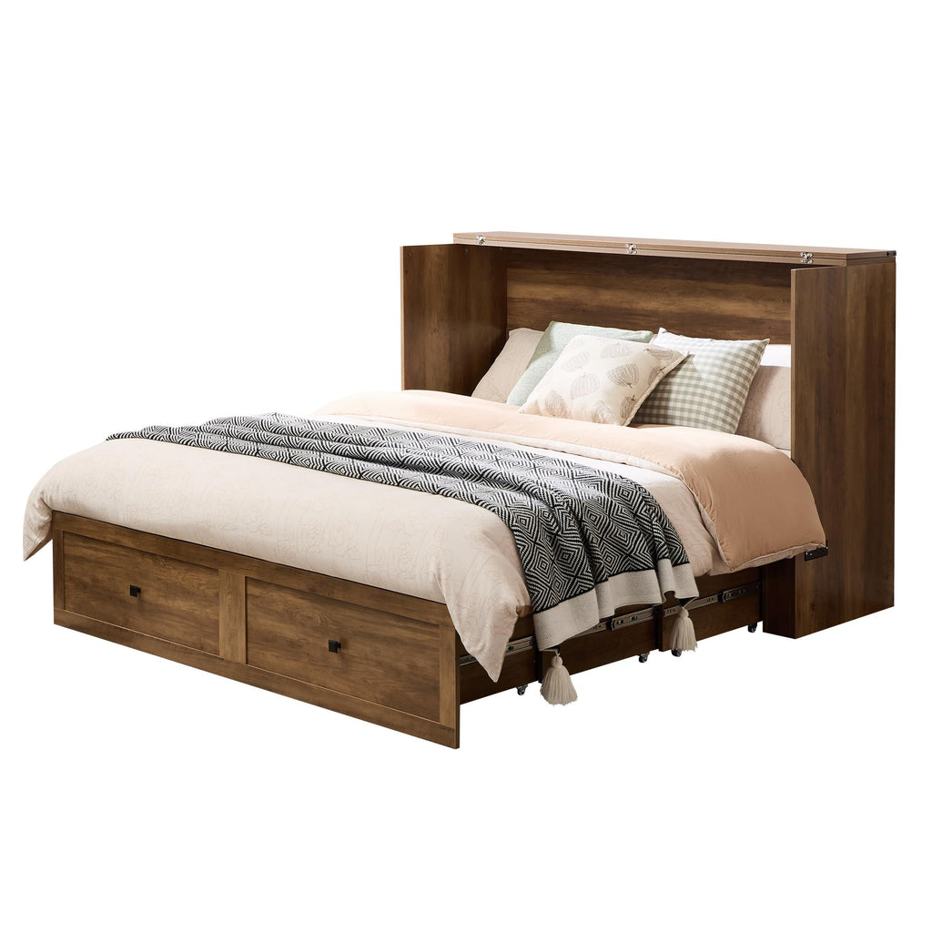 Queen Murphy Bed with Storage & Charging Station