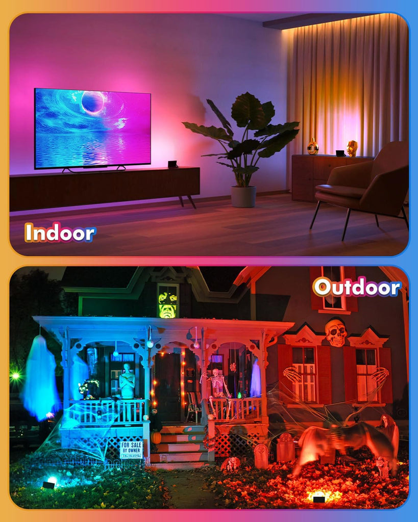100W RGB LED Flood Lights 1000W Equivalent 2 Pack with Remotes | RGB Color Changing, IP66 Waterproof Outdoor Wall