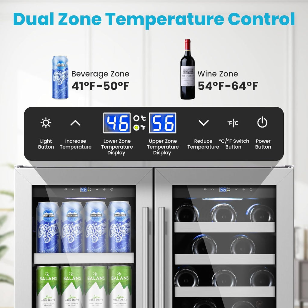 30 Inch Wine and Beverage Refrigerator, Beverage Fridge Cooler Under Counter