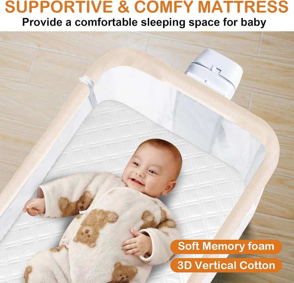 3 in 1 Baby Bassinet,Bedside/Rocking Bassinet for Baby,Bedside Crib with lockable Wheels,Waterproof