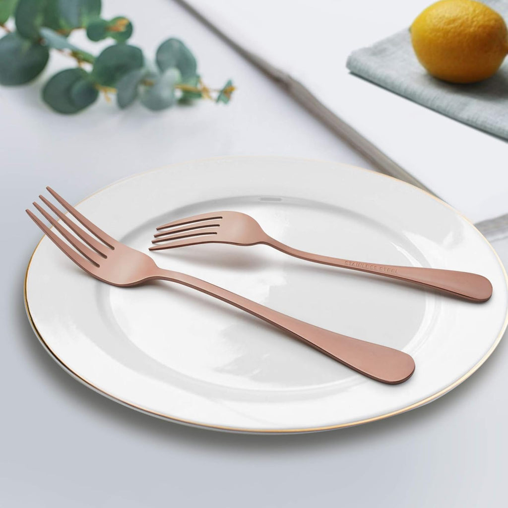 Copper Silverware Flatware Set, 60-Piece Stainless Steel Cutlery Set for 12, Mirror Finish