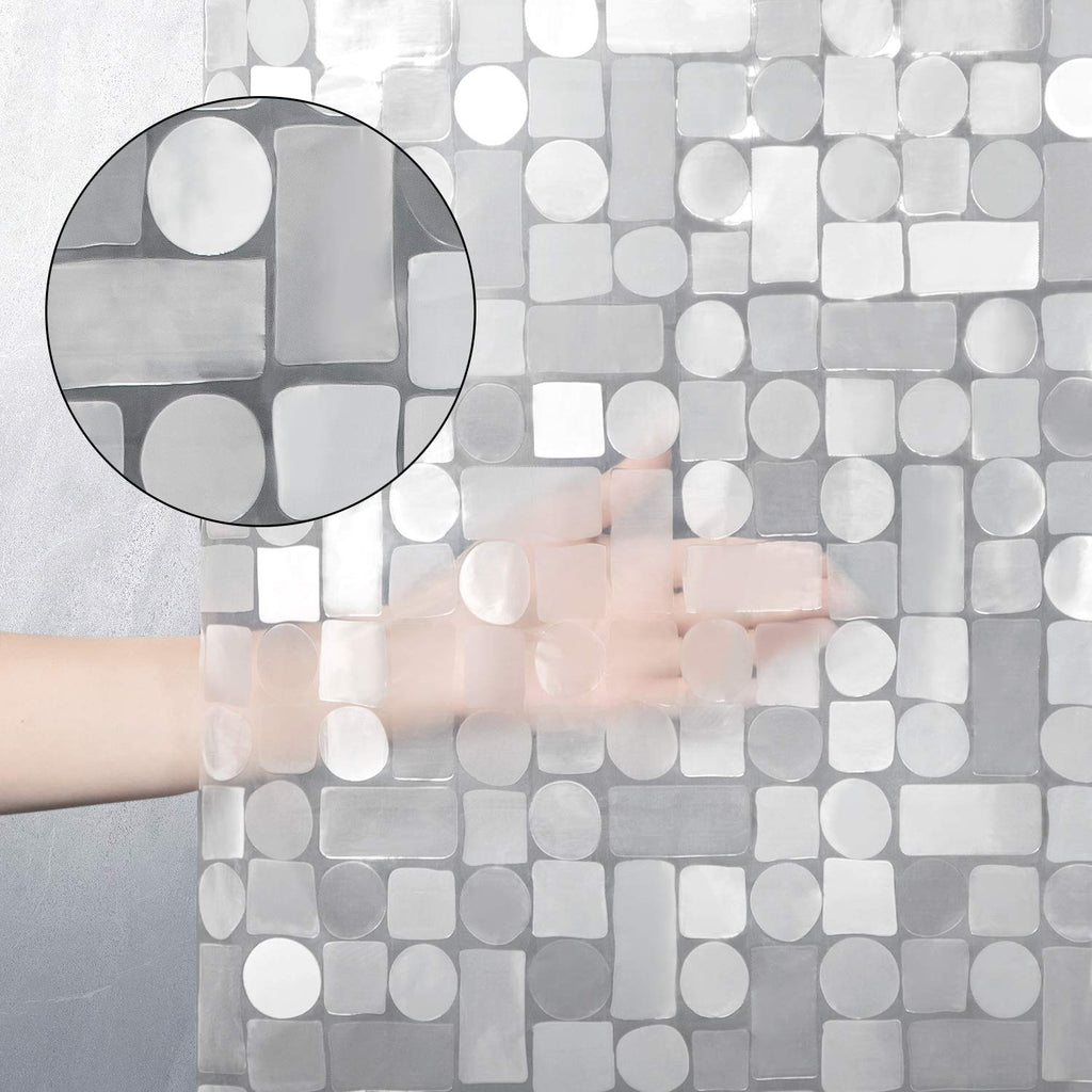 Shower Curtain Liner Waterproof, Clear 3D Geometric Patterns Heavy Duty Shower Liner with Magnets Shower Stall