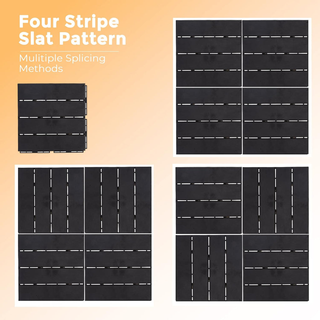Interlocking Deck Tiles Plastic Waterproof Outdoor Flooring 12" x 12" for Patio Garden Deck Poolside Indoor Outdoor, 10