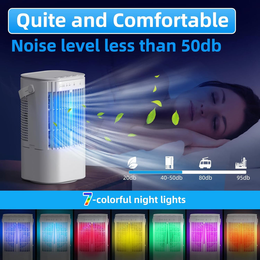 Portable Air Conditioners 4-in-1 Mini Small Air Conditioner Evaporative Air Cooler Fan with 1000ml Water Tank 3 Speeds