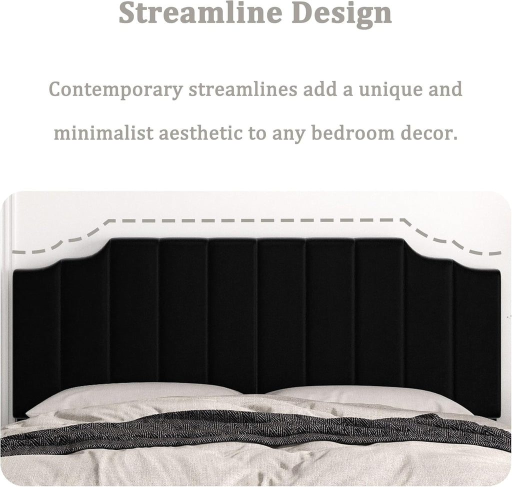 King Headboard Only, Velvet Wall Mounted Headboard King for Adjustable Bed Modern Upholstered Head Board Easy Assembly