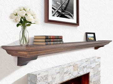 72 Inch Shelf with Corbels, Rustic Floating Shelf for Wall, Wooden Fireplace Mantle for TV Mounting & Living Room, Brown