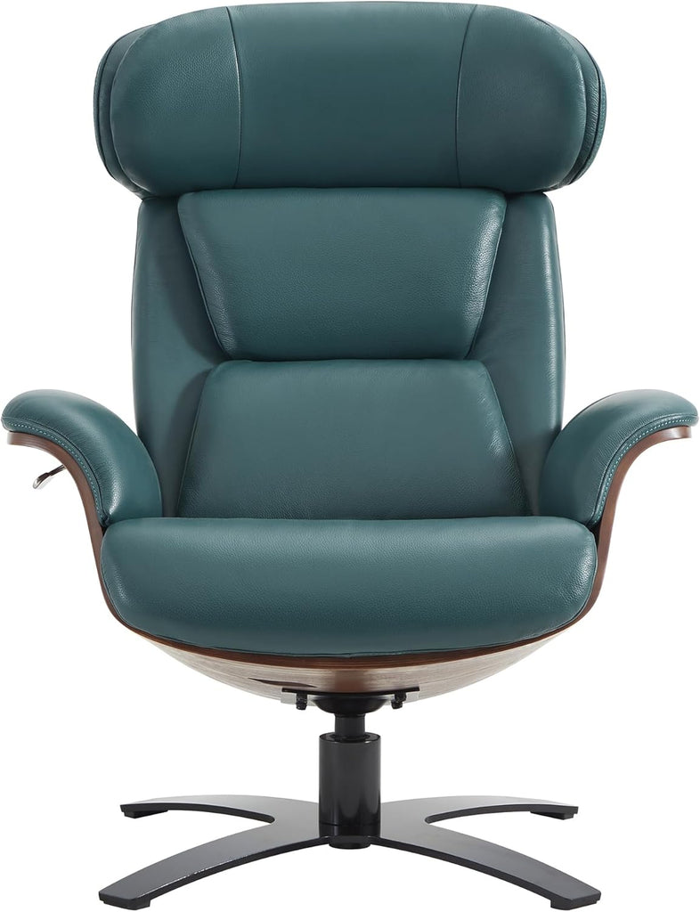Modern Reclining Swivel Lounge Chair and Ottoman — Genuine Leather