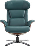Modern Reclining Swivel Lounge Chair and Ottoman — Genuine Leather