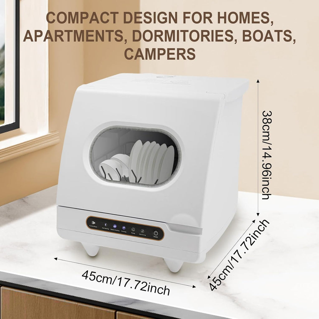 Countertop Dishwasher, 800W 110V Mini Dishwasher Low Noise Portable Dish Washer With 5intelligent Washing Functions