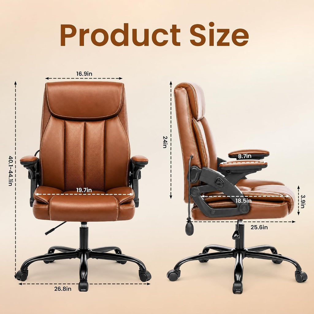 Ergonomic with Airbag Lumbar Support & Armrest, Executive Office Desk Chairs Breathable Leather, Computer Chair with