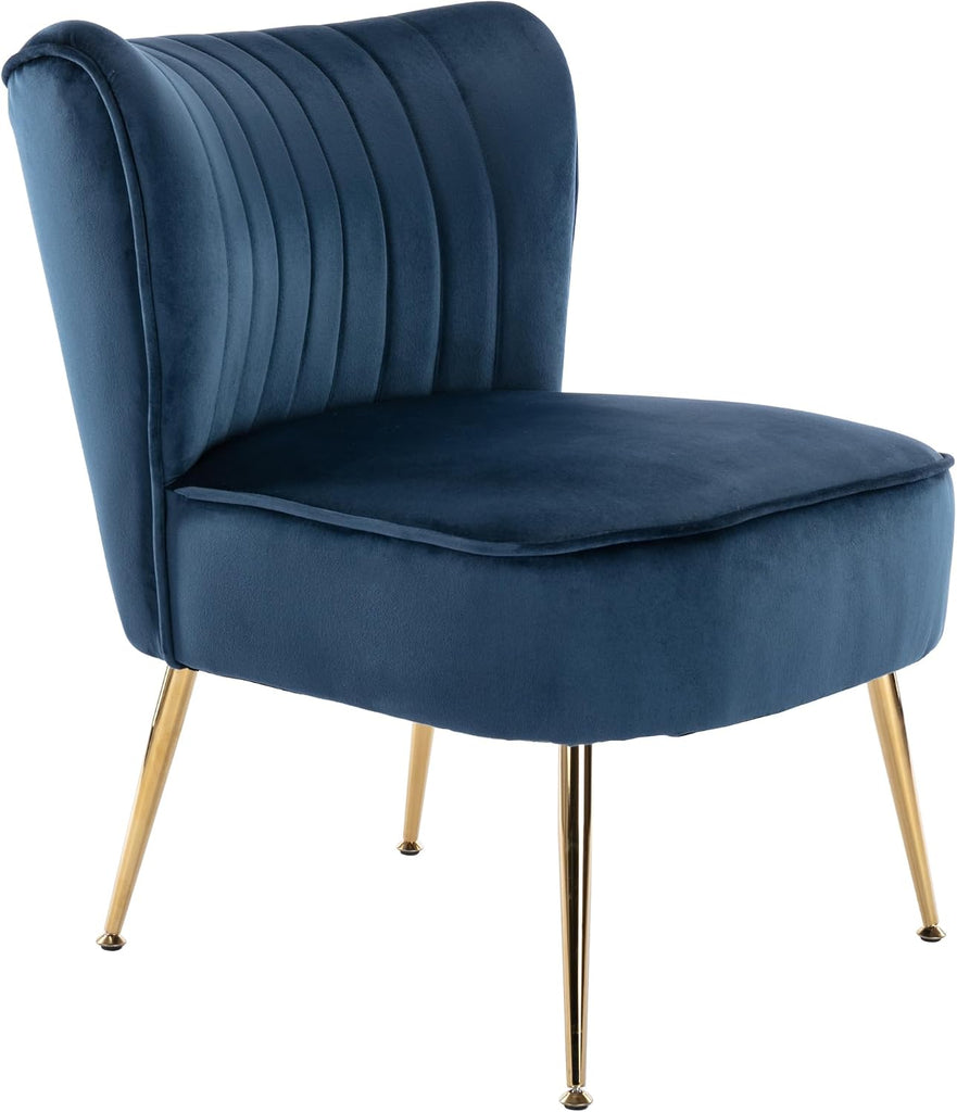 Velvet Accent Chair Set of 2 Comfy Living Room Chair Armless Slipper Chair Mid Century Side Single Sofa Chair with